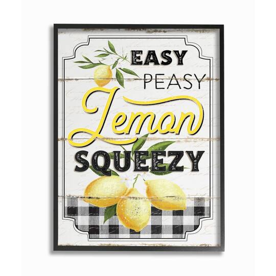 Stupell Industries Vintage Rustic Easy Peasy Lemon Squeezy Quote Framed Wall Art